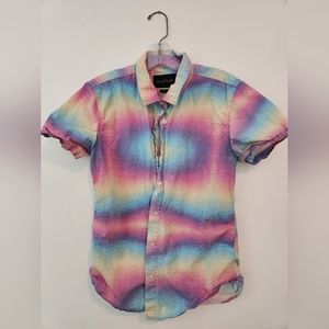 WILDFANG trippy pattern shirt, short sleeve button down small